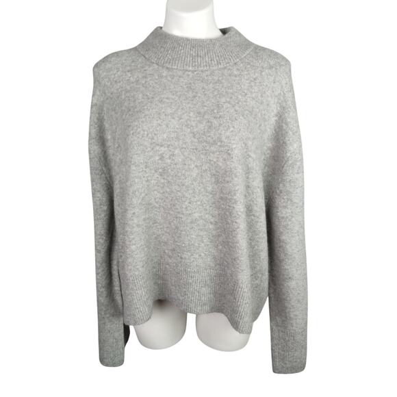 J Crew Chunky Crewneck Cropped Sweater Supersoft Yarn Gray Merino Wool Blend XL - Picture 2 of 16